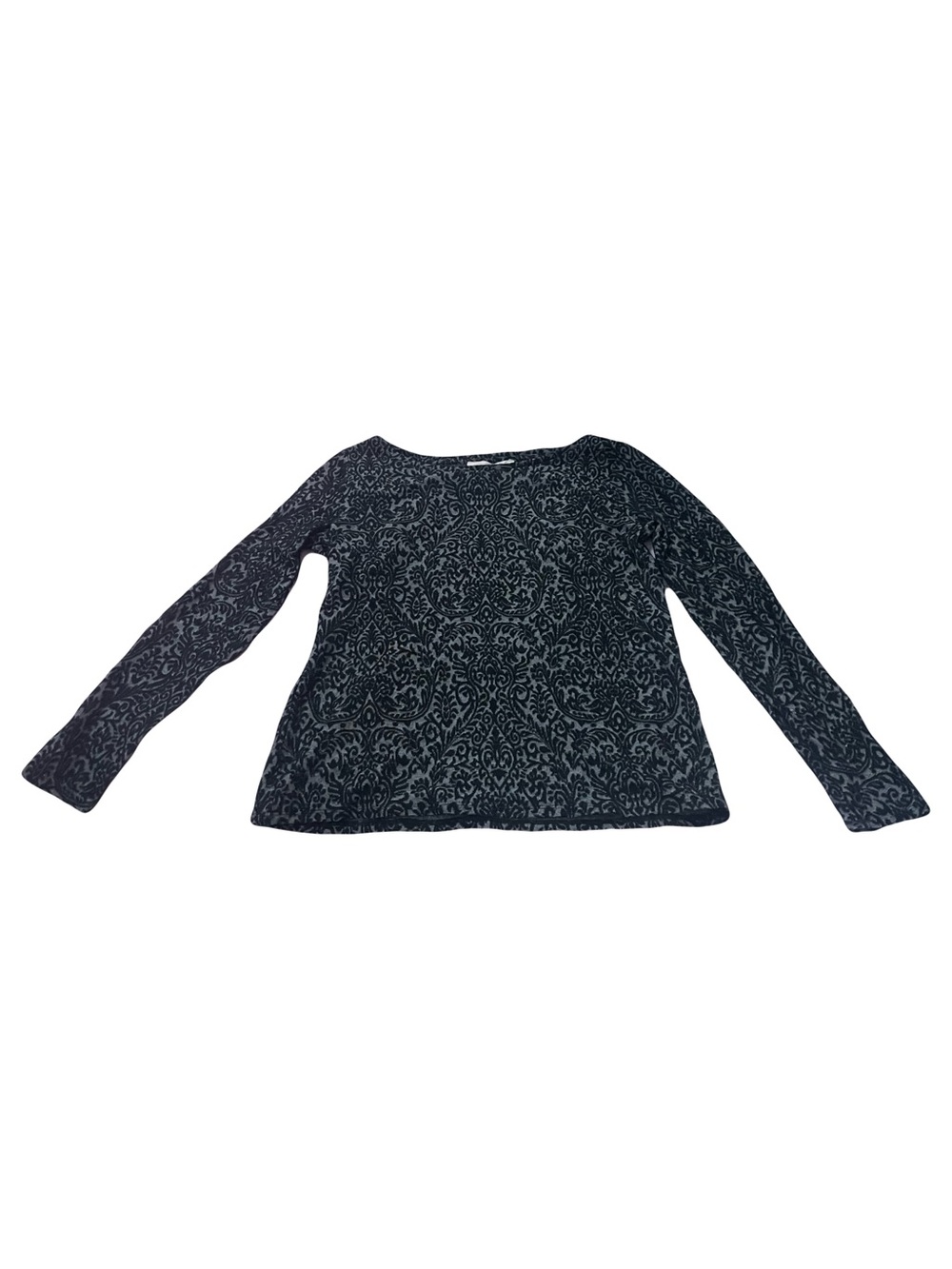 Long Sleeve Black Paisley Knit Top